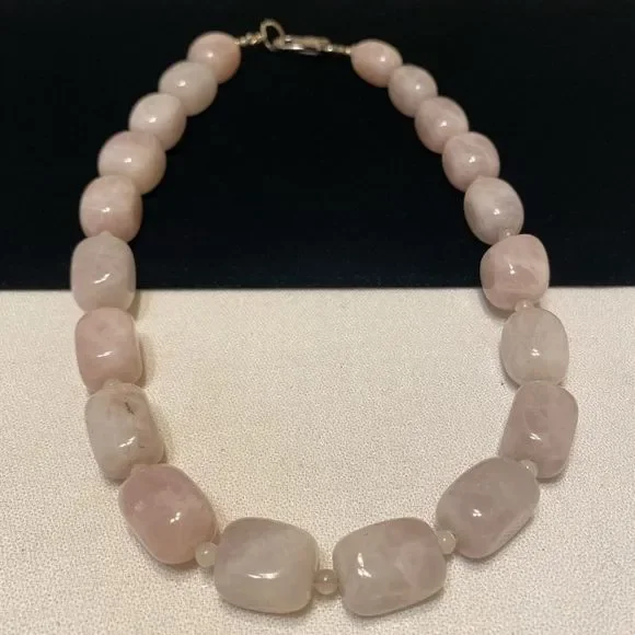Vintage Chunky Rose Quartz Necklace - Picture 16 of 16